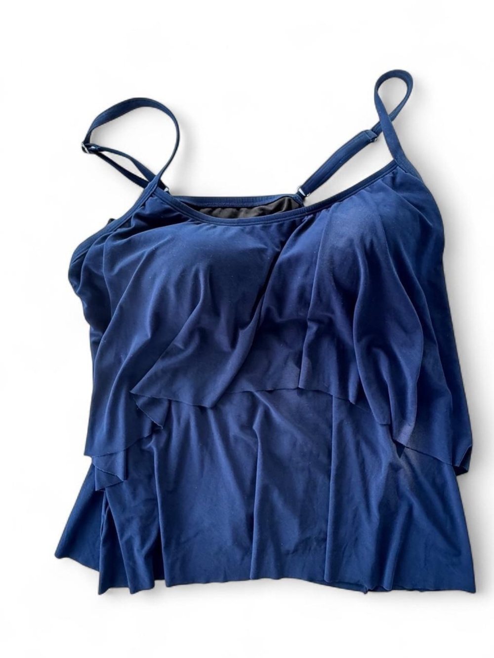 Sonnet Shores Navy Blue Ruffle Tankini Swim Top Women's Plus Size 20W